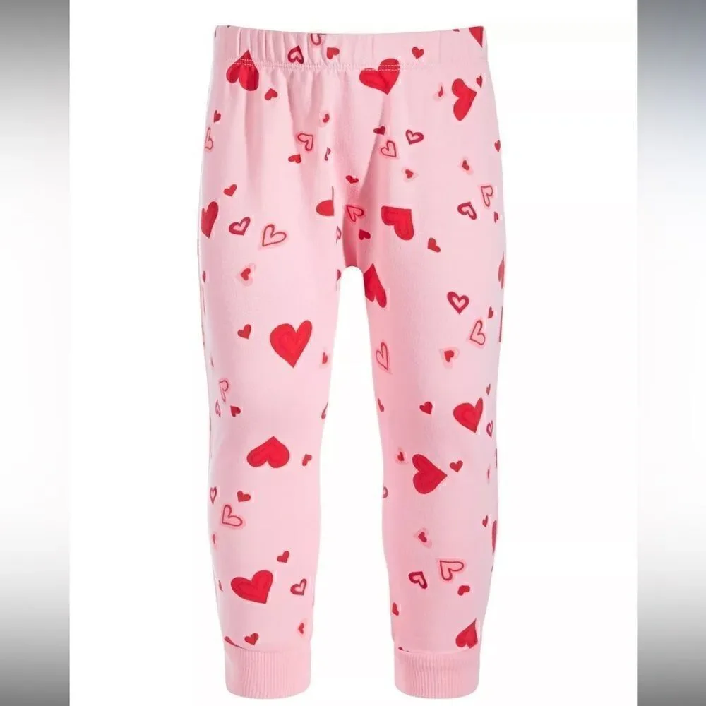 New First Impressions Baby Girls Floating Love Joggers,Pink, red 18-24M